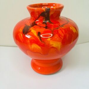 MCM 60’s Flame Drip Glaze Vase 6.5” Glossy Tall Mid Century Gorgeous